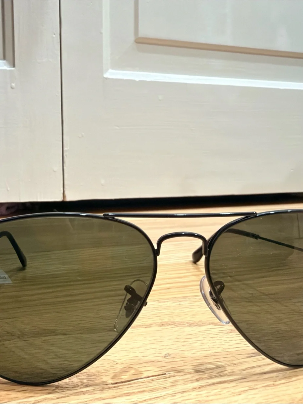Ray-Ban Aviator Sunglasses Black Frame Green Lenses